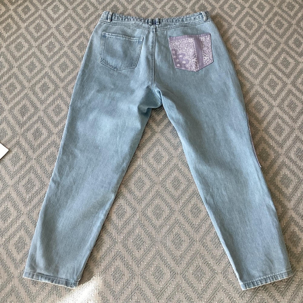 Missguided Riot High Rise Patchwork Jeans Size 14 - Picture 3 of 10